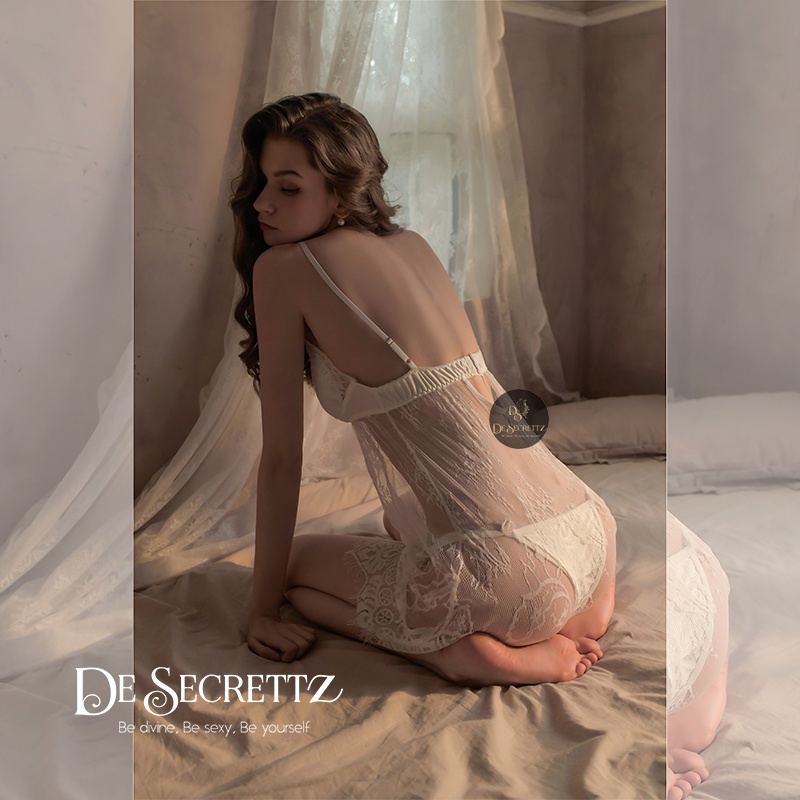 DeSecrettz NORA Baju Tidur Wanita Dewasa Includes Lingerie Sexy Dress Model Cup Bra + G String,  Baju Dinas Depan Suami, Sexy Babydoll Lingerie