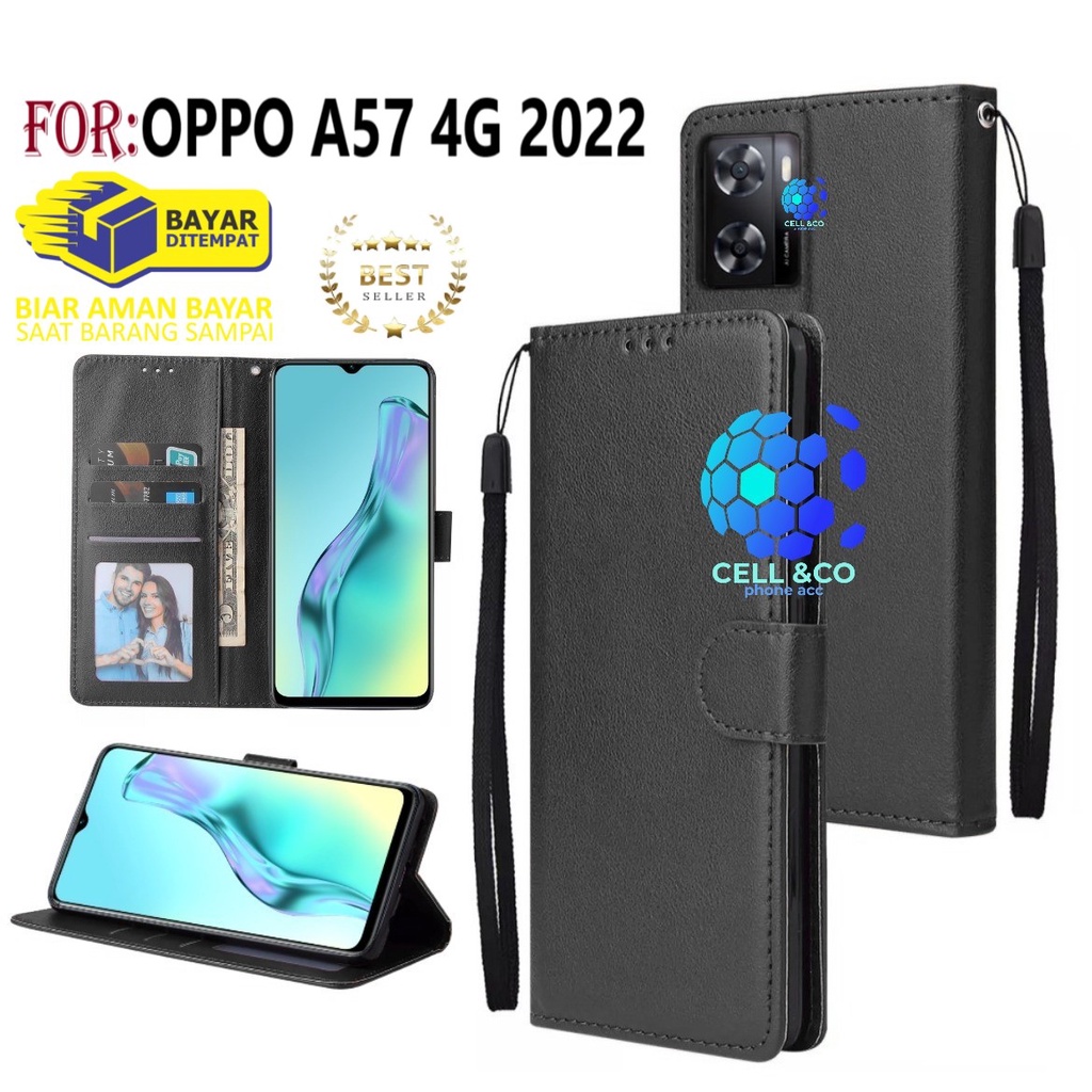 NEW OPPO A57 2022 CASE FLIP LEATHER WALLET PREMIUM FLIP CASE BUKA TUTUP KESING HP CASING FLIP CASE OPPO A57 2022