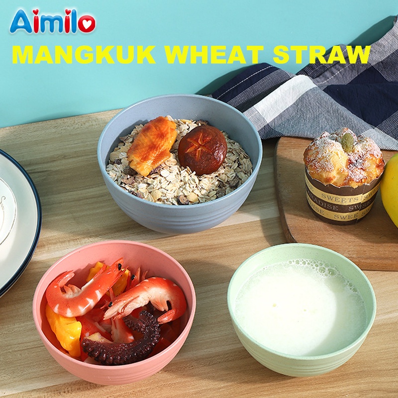 Mangkok Wheat Straw Bowl | Mangkuk Plastik Microwave Warna Warni | Gandum Kokoh BPA Free | Wheat Straw Bowl | Colorful Microwave Plastic Bowls