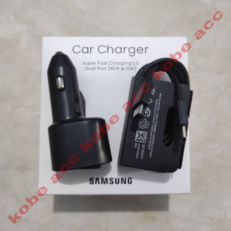 Car Charger Samsung Dual Port 45W + 15W Fast Charging Type C To C