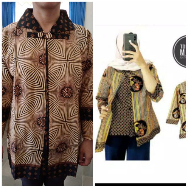 Top Iren Mataram Soulmate Baju Kerja Kantor Guru Batik Sogan Coin Lurik