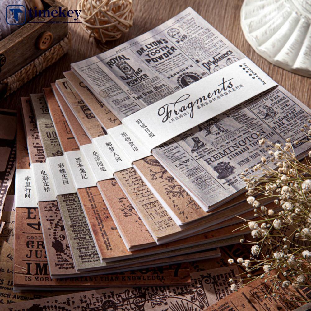 Timekey 30Pcs / Pak Kertas Kraft Scrapbooking / Jurnal Gaya Vintage W2Z7