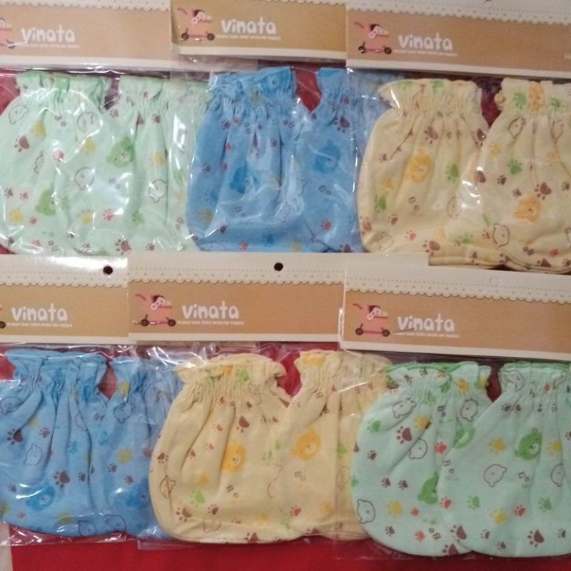 3 Pasang Sarung Tangan dan Kaki Bayi Vinata Sablon Bahan Lembut dan SNI