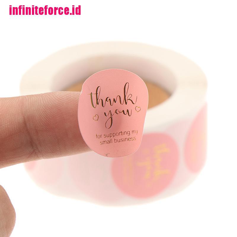500pcs Roll Stiker Label Segel Tulisan Thank You Warna Pink