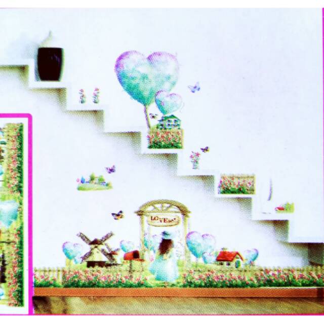 Wallsticker 3D Beautiful View/ 3 dimensi/ stiker dinding/ dekorasi rumah/ pemandangan/ pagar bunga