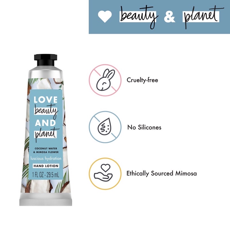 Love Beauty and Planet Hand Cream 29 ml - LBP Delicious Glow Rose Murumuru , Luscious Hydration Coconut , Tucuma Vanilla Butter, Vitamin Vit C Mandarin HandCream Lotion Tangan  ORIGINAL COD