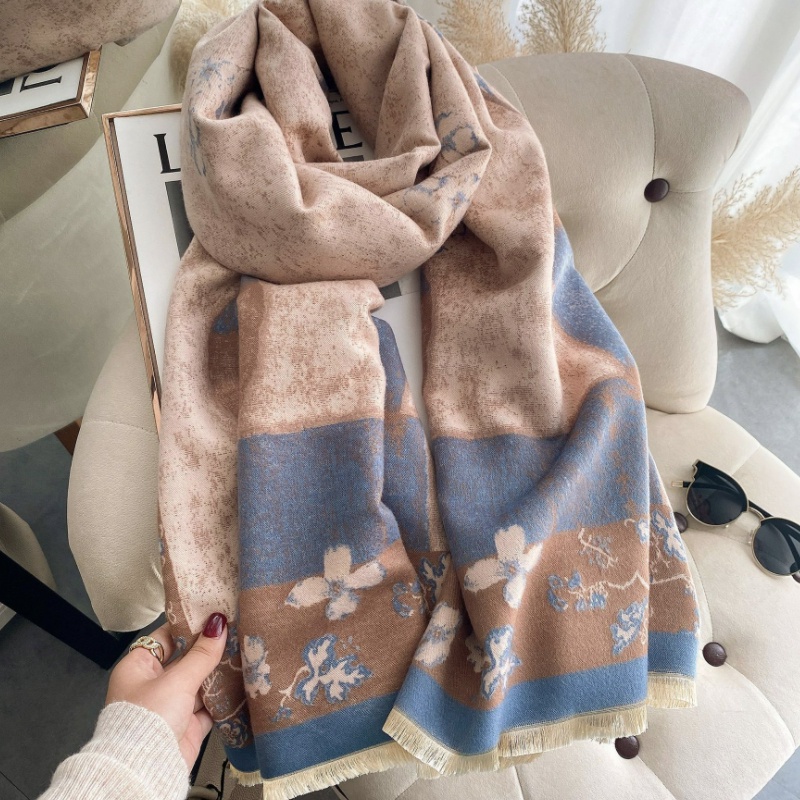 Syal &quot;Jamie&quot; 65 x 180 Motif &quot;Bunga&quot; yang mewah Bahan High Grade Cashmere Immitation