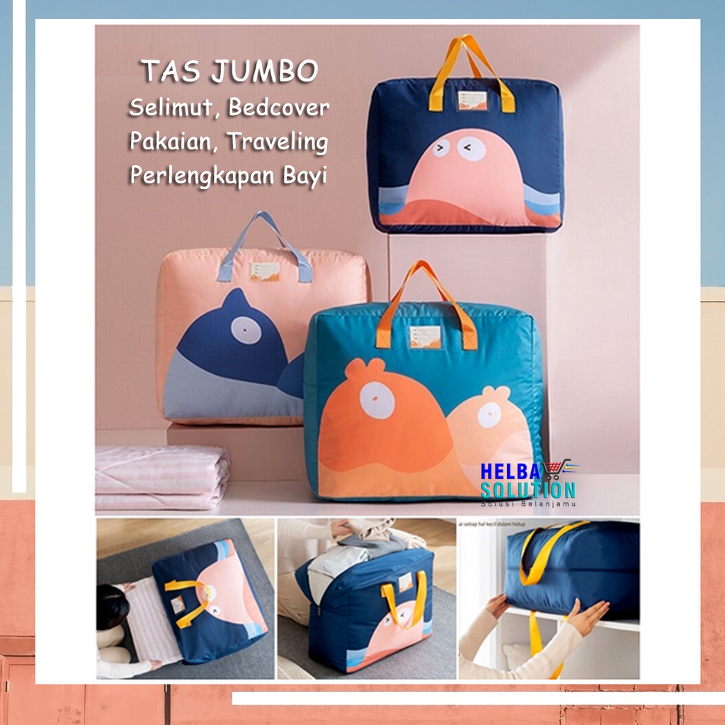 Tas Jinjing Jumbo Tas Selimut Bedcover Pakaian Bahan Kain Oxford Lembut Large Storage Bag
