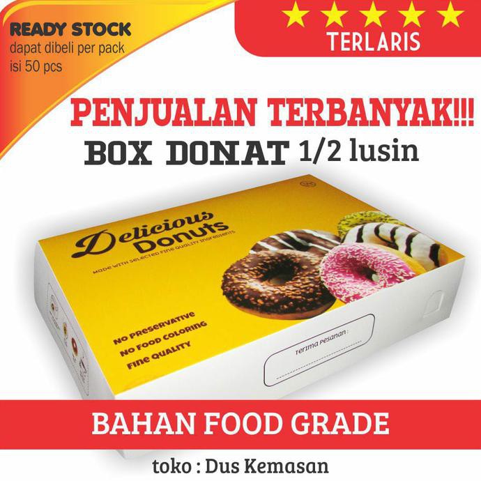 

[BISA BAYAR DITEMPAT] Dus Box Kemasan Donat uk 27 x 18,5 x 5,5 cm Foodgrade cetak Full Color STOK