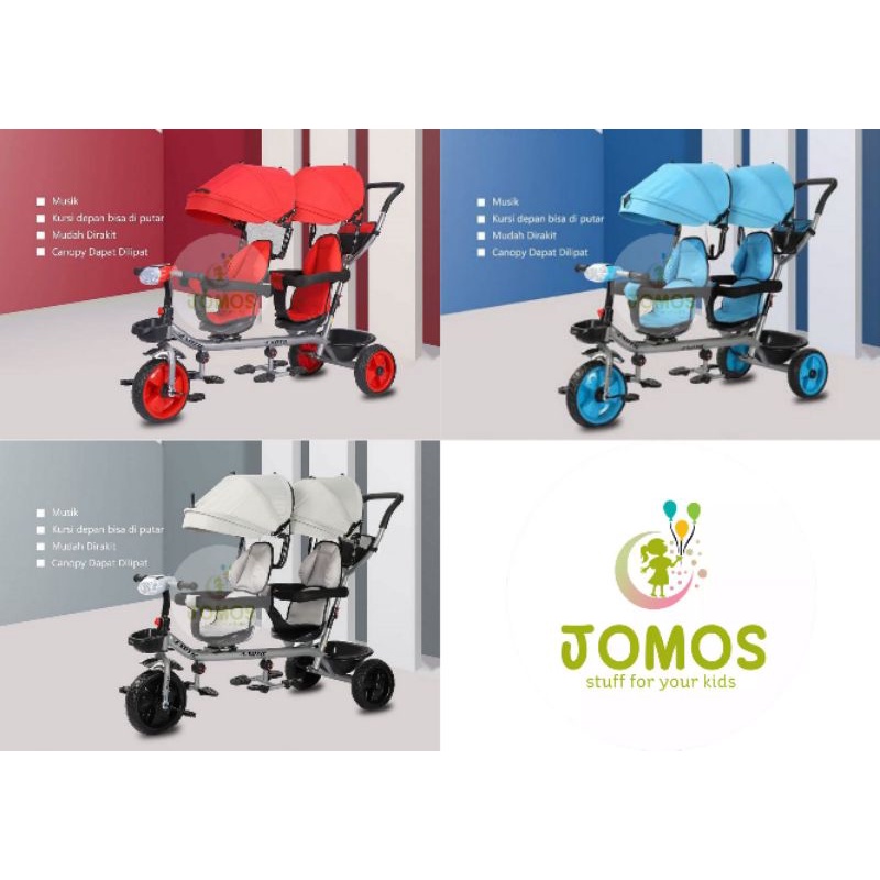 SEPEDA RODA TIGA ANAK EXOTIC ET 8809 / SEPEDA BONCENG ANAK