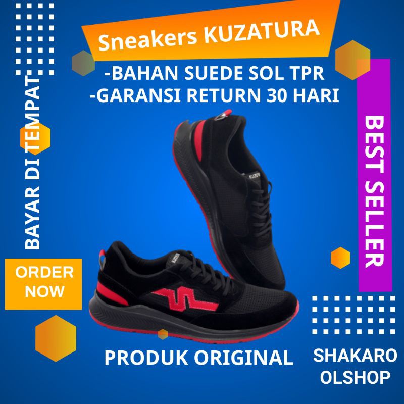 Sepatu Sneakers Pria Original 100% Terbaru Kuzatura Sepatu Hitam Pria Sport Keren