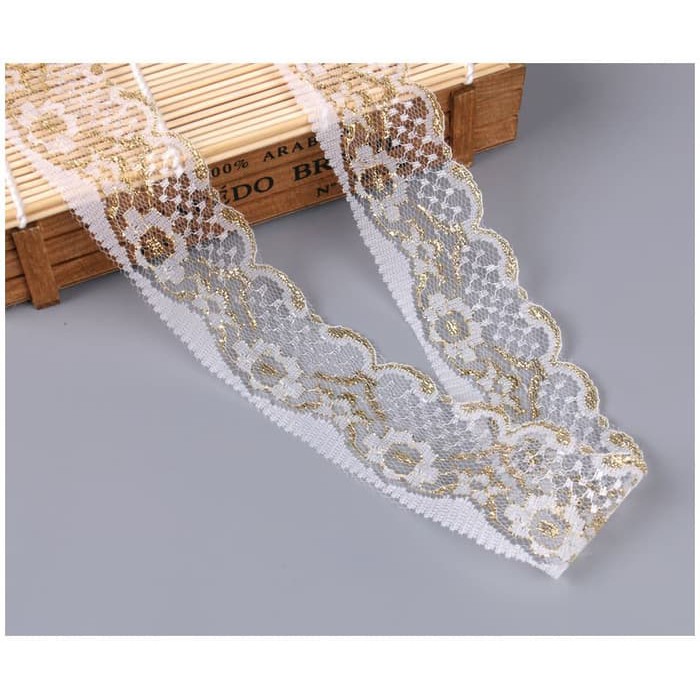 GOLD and SILVER Series - Embroidered Lace Ribbon 50mm (per meter)