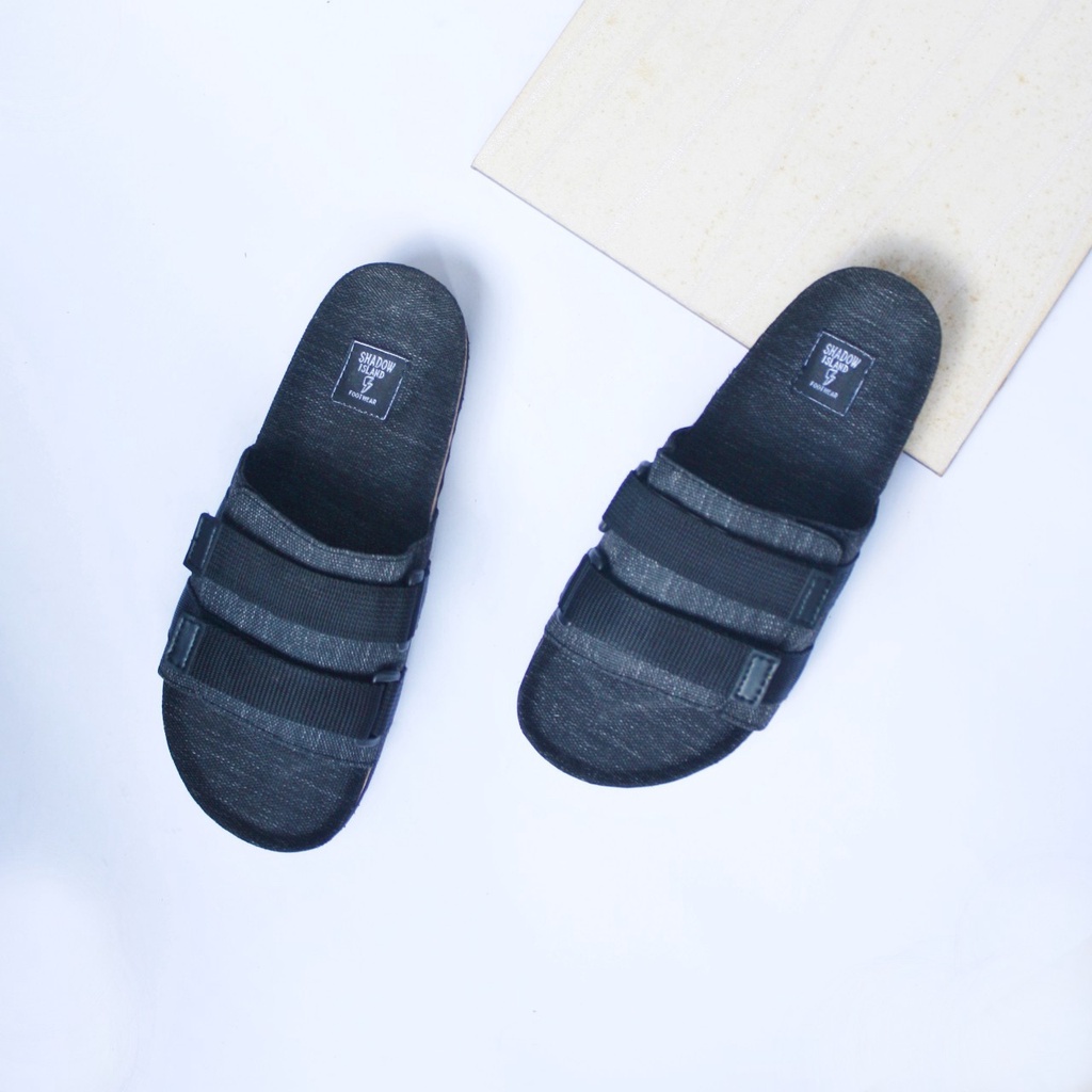 KOSKHA BLACK - Sendal Slide Pria Sandal Slide Flip Flop Selop Pria Wanita Kasual Simple Santai