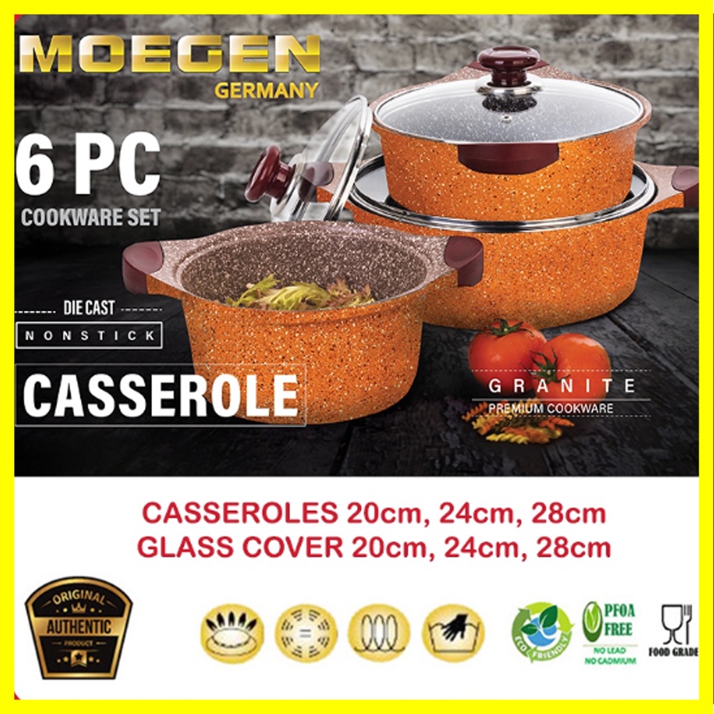 MOEGEN Germany Casserole Set / Moegen 6 Pcs Casserole Pot Granite Series Anti Lengket Original