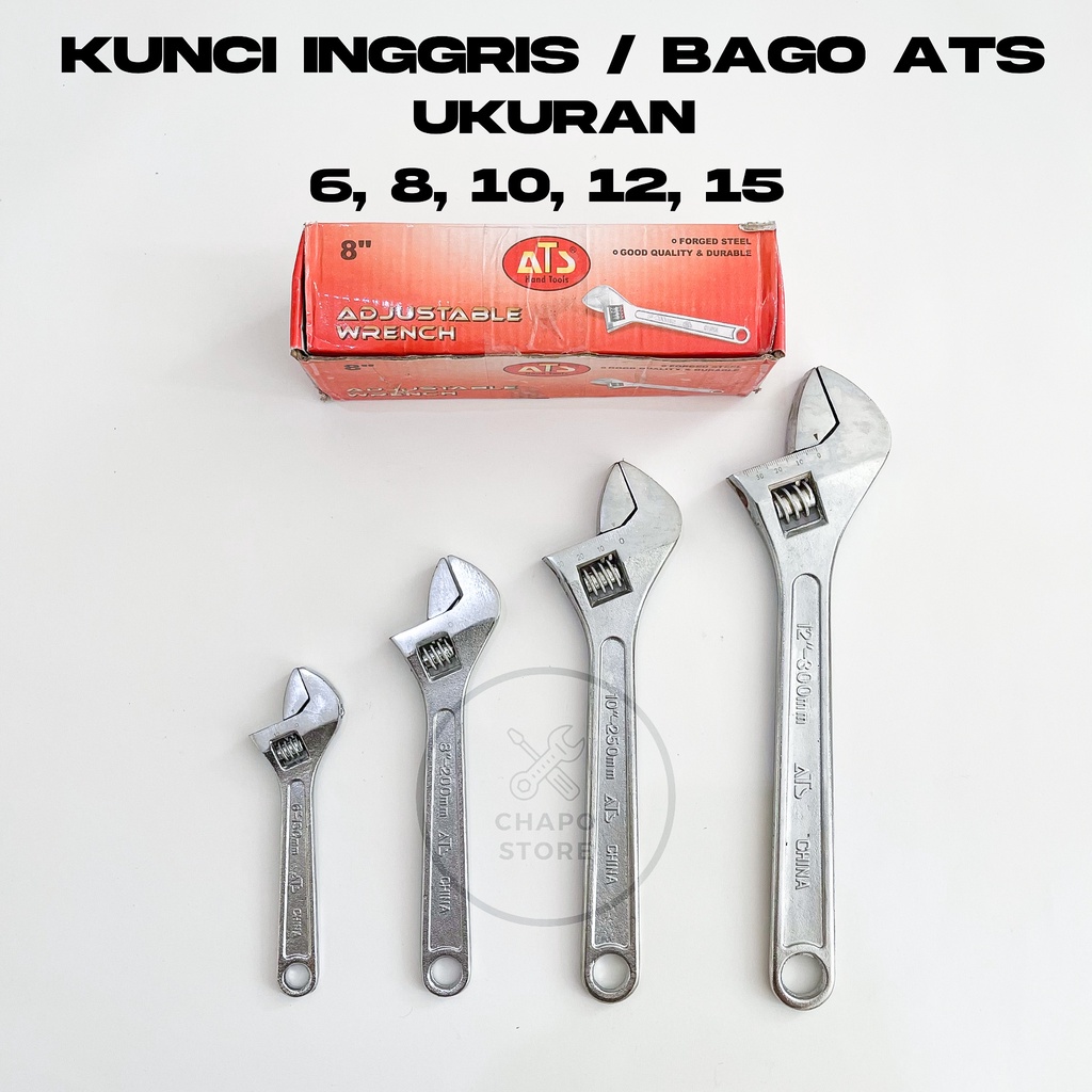 Kunci inggris ATS 6 8 10 12 15 inch adjustable wrench kunci bago baco ATS