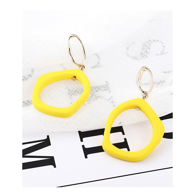 LRC Anting Tusuk Fashion Alloy Scrub Spray Elliptical Ring Earrings Y6186X