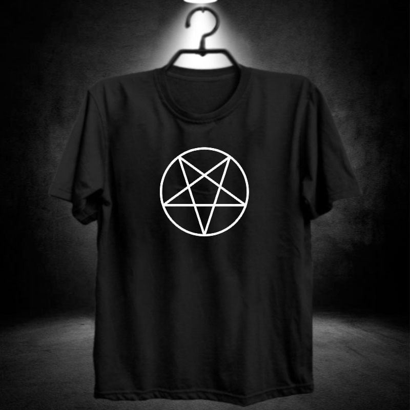 Kaos pentagram / lingkaran bintang sigil satan lucifer demon king / baju distro cowok goth / hell