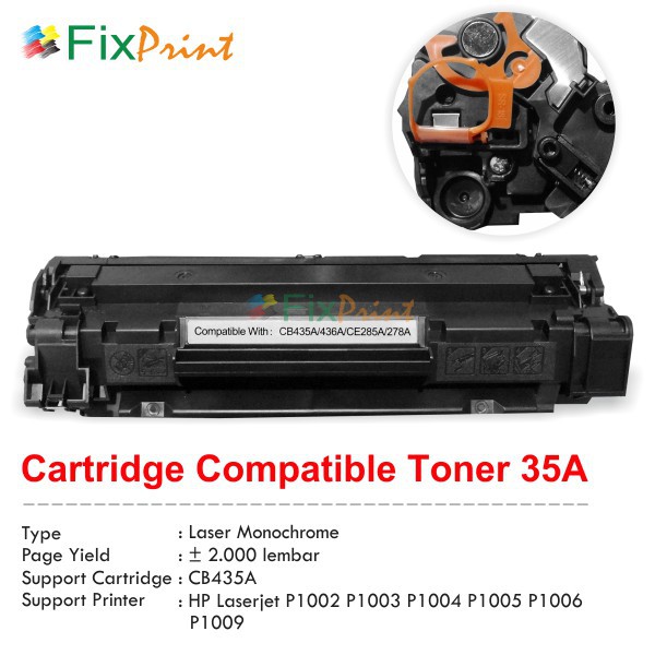 Cartridge Toner Compatible HP CB435A 35A Premium Murah