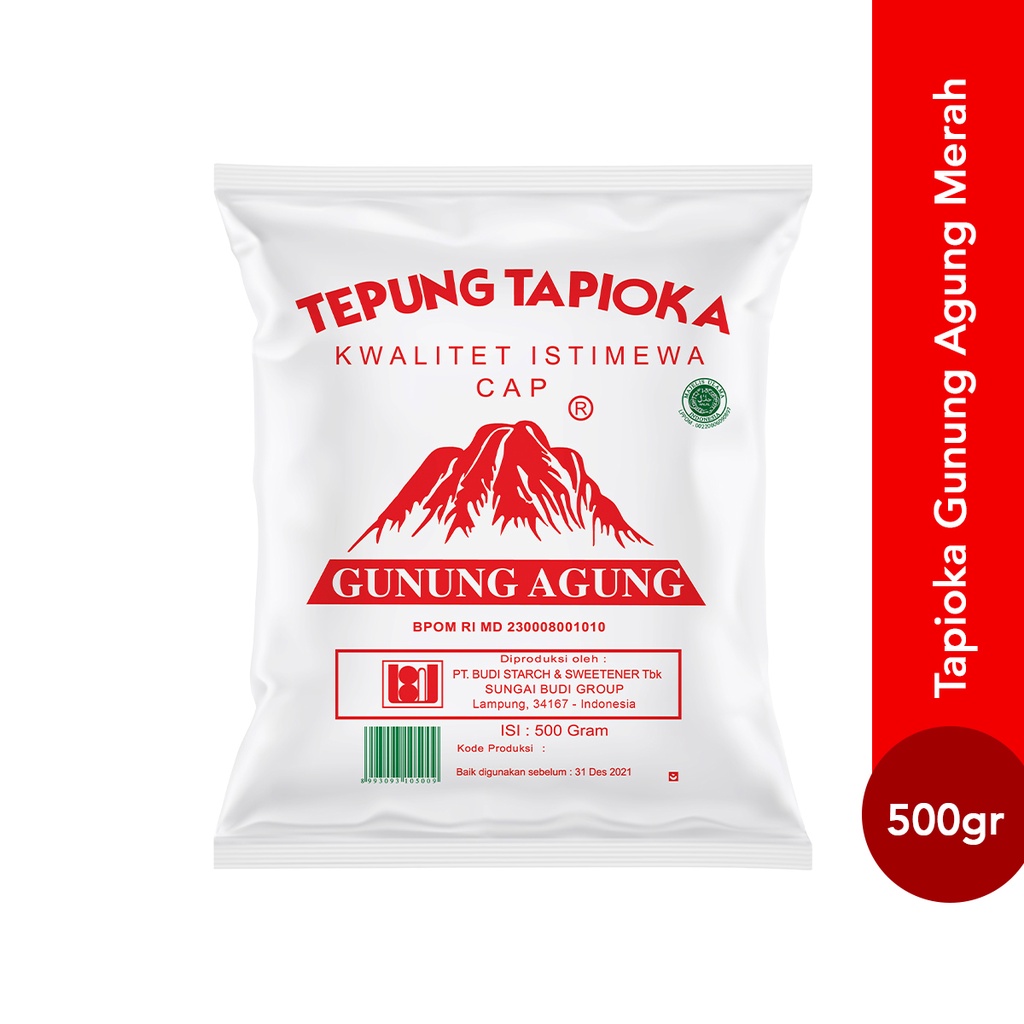 

Tepung Tapioka Kwalitet Istimewa Cap GUNUNG AGUNG Merah 500 gram