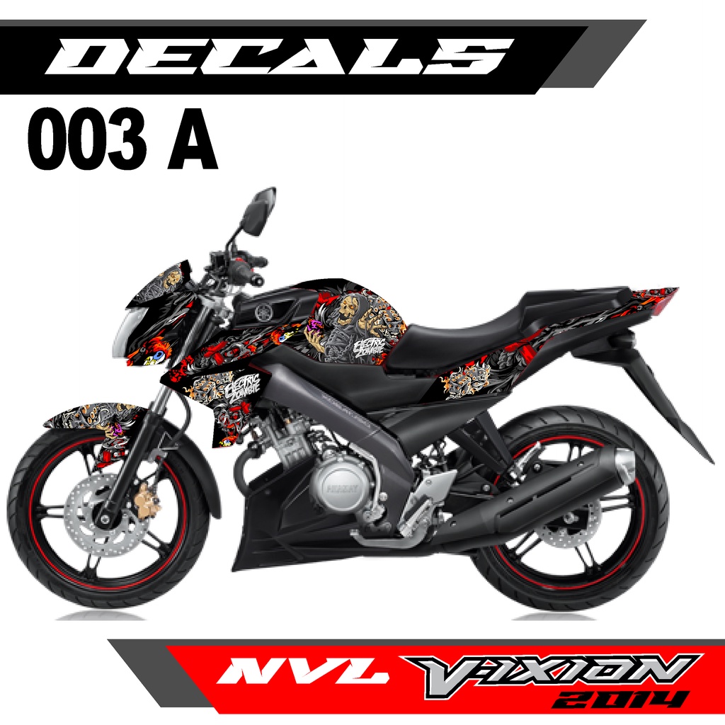 Decal Sticker - Dekal Stiker Yamaha Vixion NVL 2014 Fullbody Design ZOMBIE SKULL Tengkorak - 003