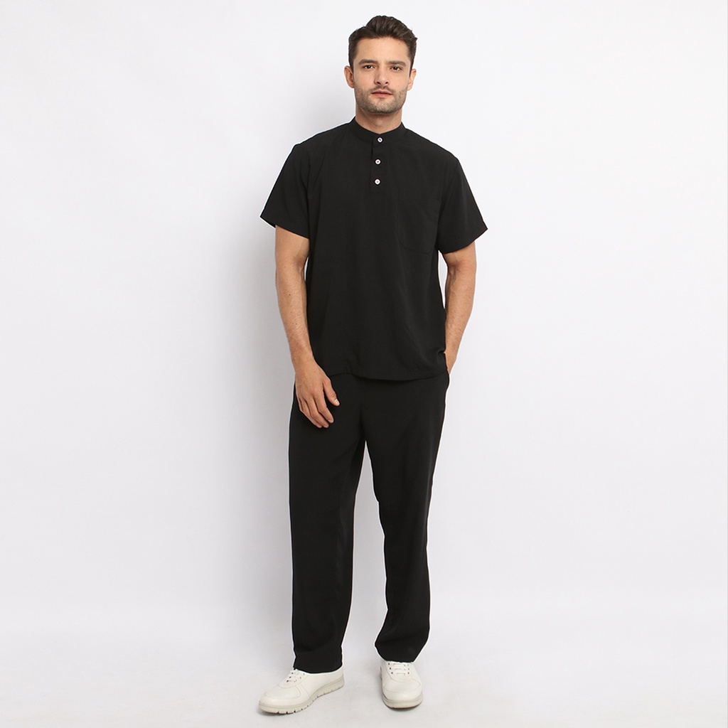 Baju Jaga MSS - BLACK Scrubs on Call Flowy Lengan Pendek