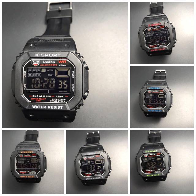 Jam tangan digital segi Sporty water Resist merk Lasika 8109