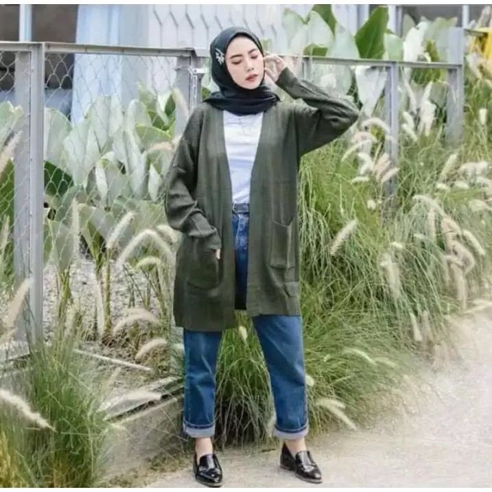 Belle long cardigan/reinara kardin saku rajut