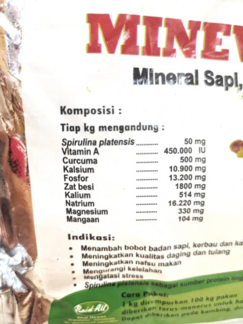 MINEVIT SABO MINERAL SAPI KERBAU KAMBING 1 KG / raid