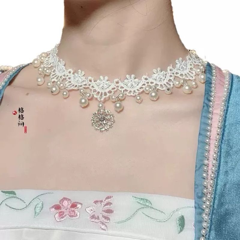 KALUNG CHOKER HEADPIECE LACE PEARL AI0285