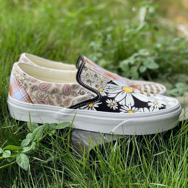 vans slip on meadow patchwork