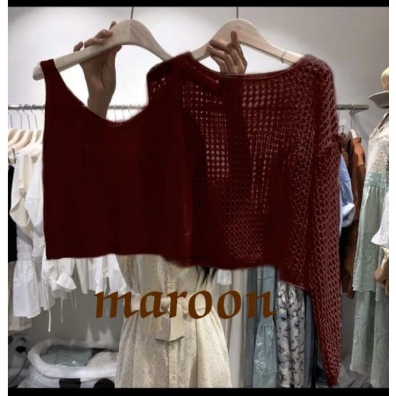 FX SHOP TOP VERMORRA RAJUT / ATASAN + INNER RAJUT / Fashion Wanita