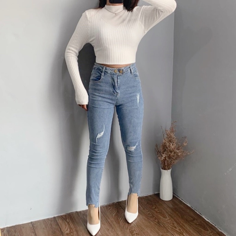 [LUXE.DLABEL] - E2 Jeans | Celana panjang Highwaist wanita Jeans import premium Jeans wanita polos ripped jeans High waist jeans wanita bkk Skinny Jeans High waist Baggy jeans Wideleg Jeans Kulot jeans Boyfriend jeans Wanita