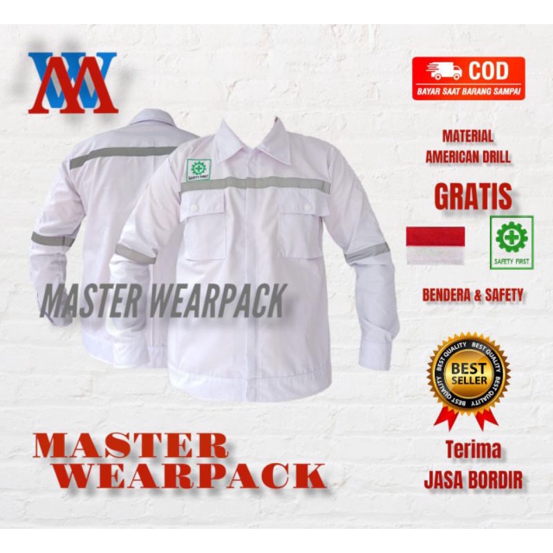 Wearpack Atasan/Kemeja Safety Lengan Panjang Warna PUTIH