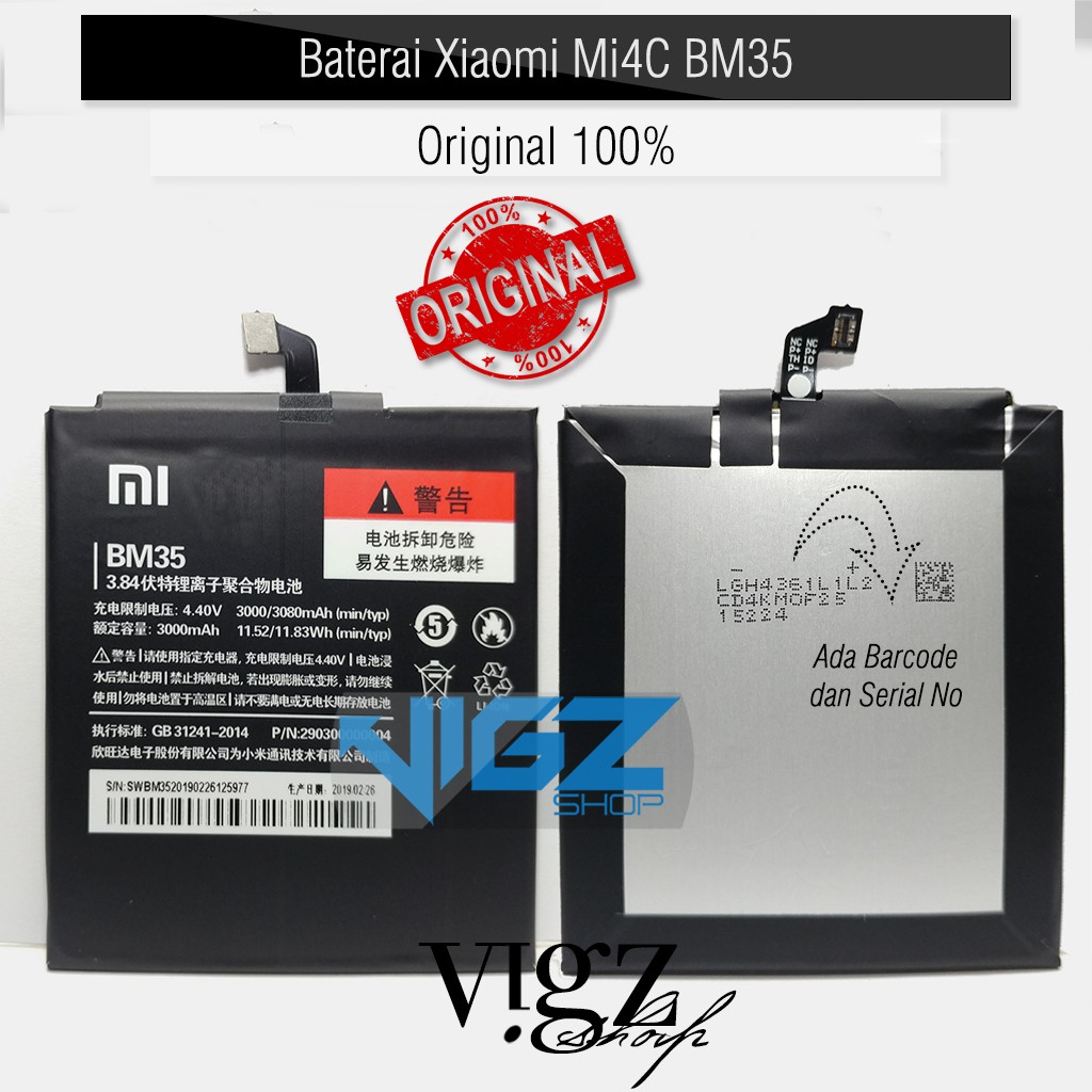 Baterai Xiaomi Mi4C BM35 BM-35 Original 100%