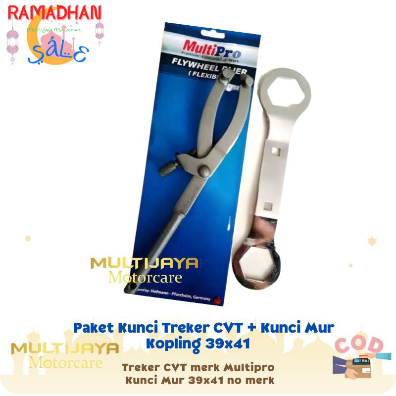 Multipro Paket Kunci Treker CVT Tahanan Motor Matic Universal & Kunci Mur Kopling Ring 39 X 41-1