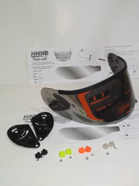 Paket Flat visor Iridium silver + post + rachet bonus talang air