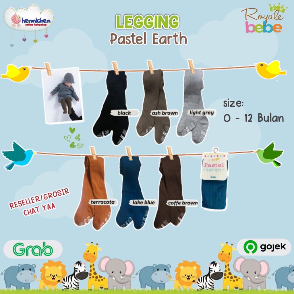 ROYALE BEBE Legging Bayi LEGGING ANAK UNISEX Little Me Pastel Series Legging anak premium Legging murah