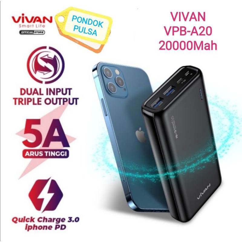 Jual Power Bank Vivan Vpb A Mah W A Dual Input Output Shopee Indonesia