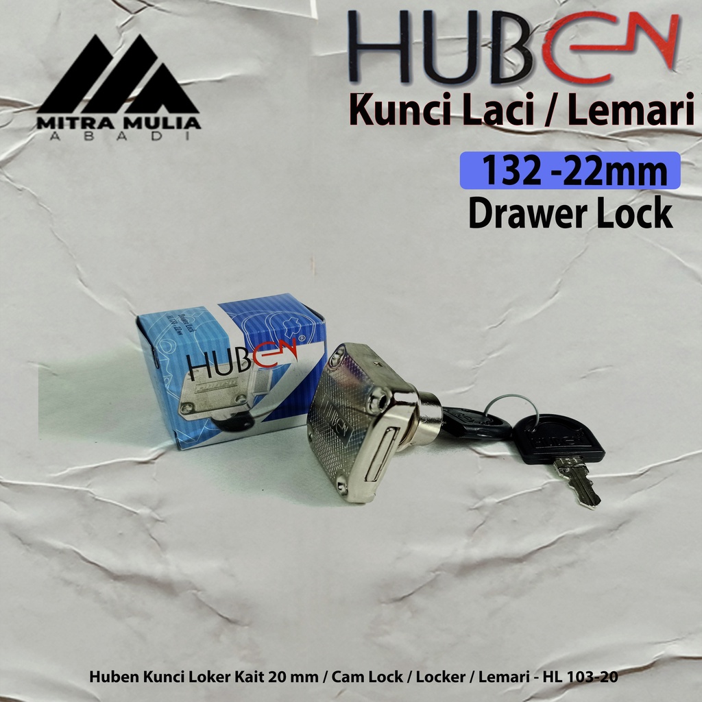 KUNCI LEMARI MEJA HUBEN 22 MM HL 138 - 22 KUNCI LACI KERANGKA PADAT