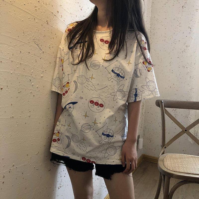 Oversize Tee Tshirt Model Longgar Untuk Wanita Motif Anpanman