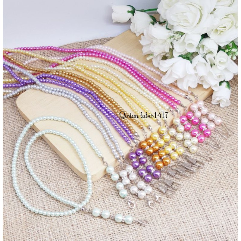 Kalung masker full mutiara  order 10 free 2