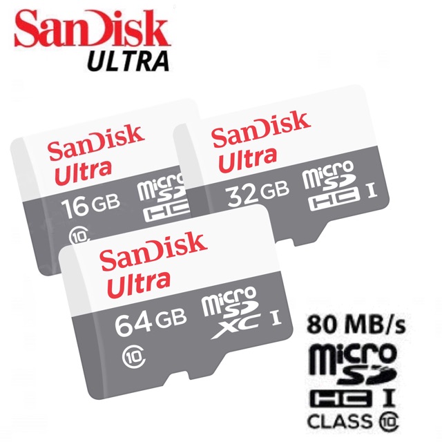 MEMORY SANDISK MICROSD SDHC-1 ULTRA CLASS 10 (80MB/s) 16GB