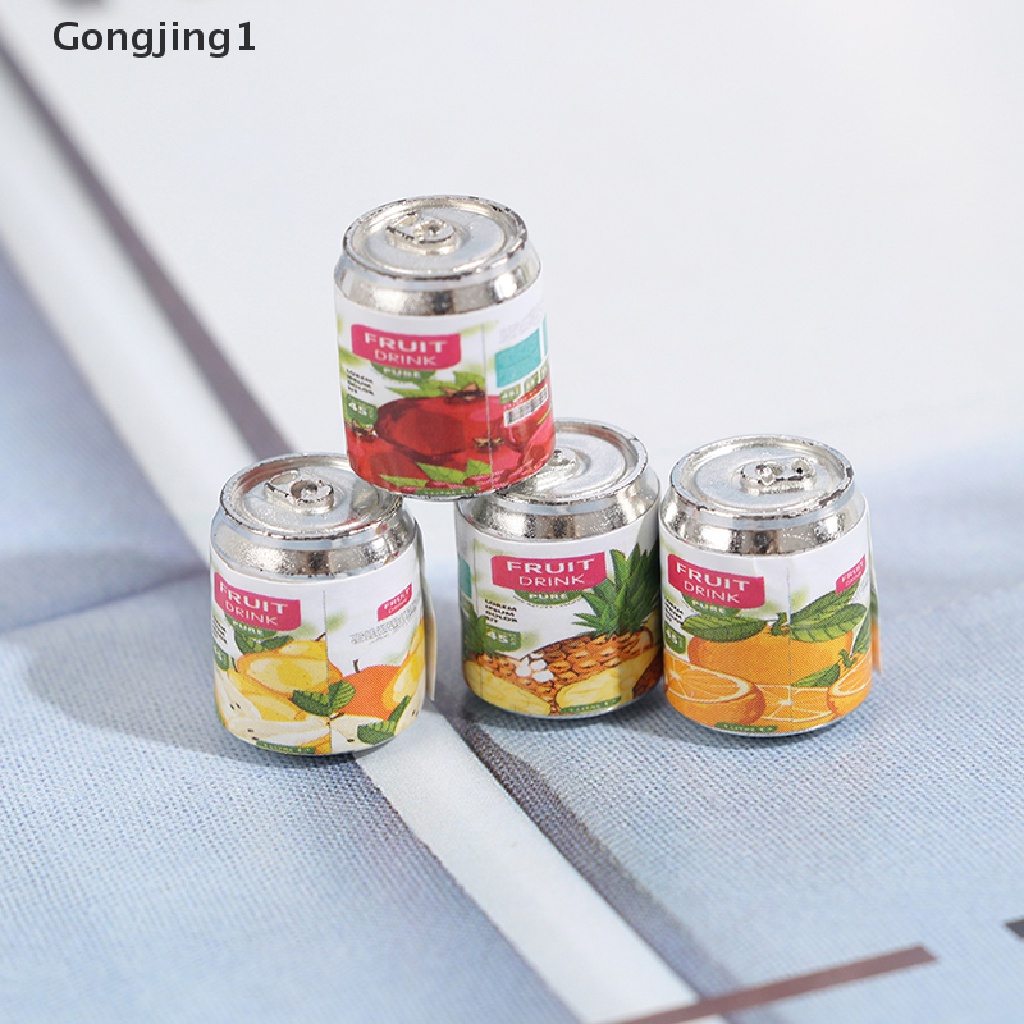 Gongjing1 4pcs Mainan Miniatur Kaleng Minuman Skala 1: 12 Untuk Rumah Boneka