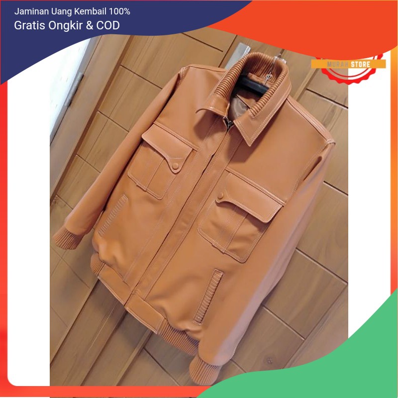 Jaket Pria Kulit Asli Jaket Kulit Domba Asli Kerah Mandarin Jacket Pria Terbaru Kulit Domba Asli