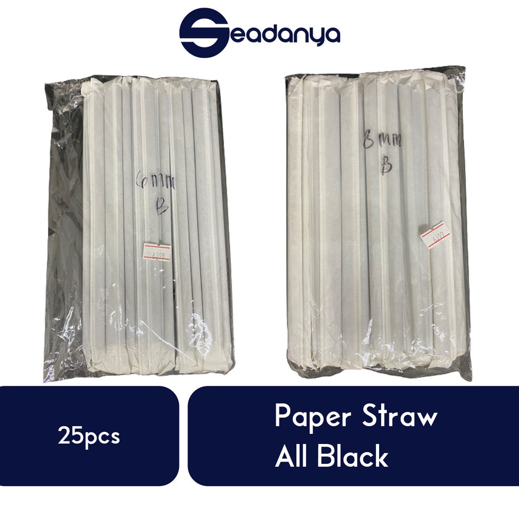 

Sedotan Kertas Semua Hitam 25pcs 6mm/8mm-Paper Straw All Black/Sedotan Ramah Lingkungan/Isi 25