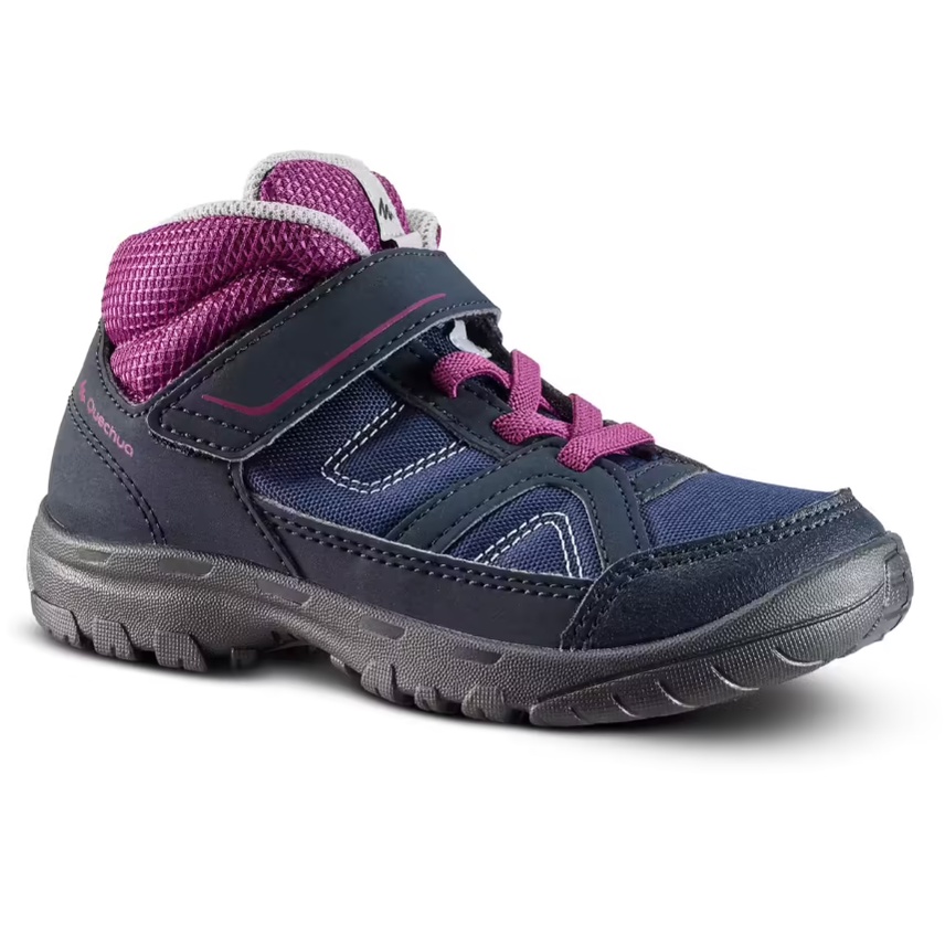 QUECHUA MH100 MID Sepatu High Top Anak Perempuan Hiking Dengan Rip-tab