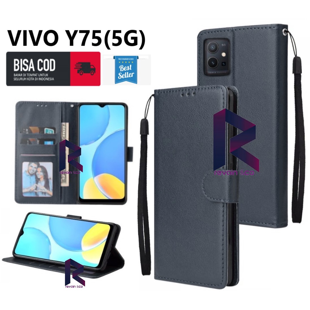 FLIP COVER VIVO Y75 (5G) CASING FLIP WALLET LEATHER KULIT PREMIUM SARUNG BUKA TUTUP FLIP CASE VIVO Y75 5G