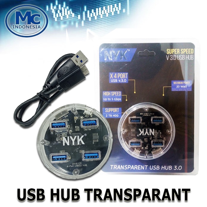 USB HUB NYK 3.0 TRANSPARANT 4 PORT