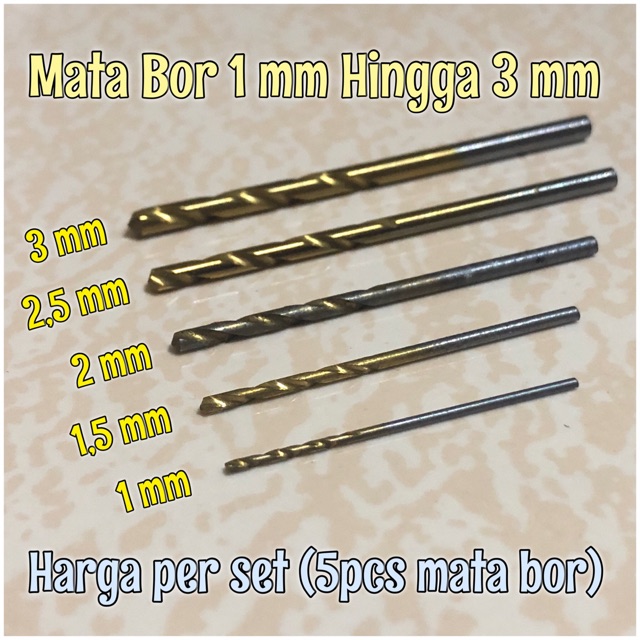 Mata Bor Mini 5 in 1 Dari Ukuran 1mm Hingga 3mm Untuk Mini Drill