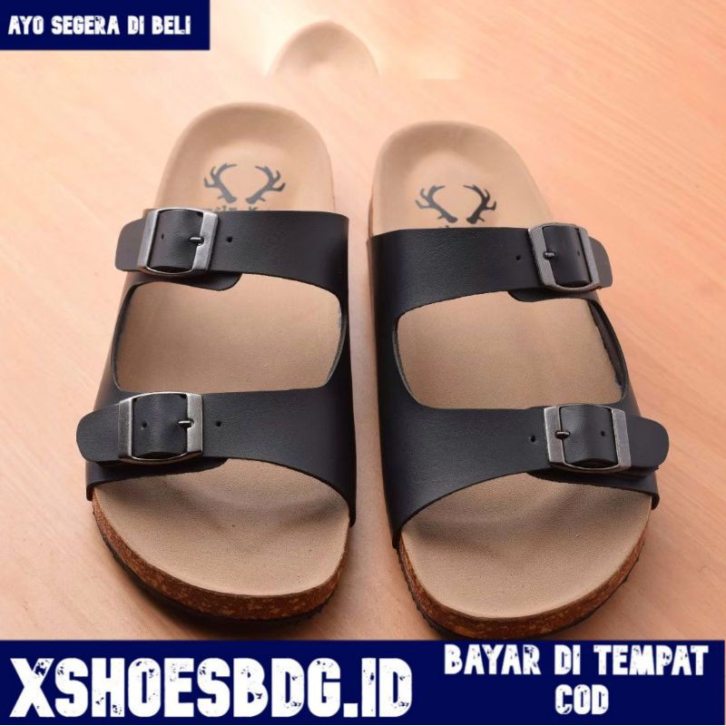 Sandal Slide Pria Sendal Slop Pria Casual Kulit Pu Santai Nongkrong Pantai